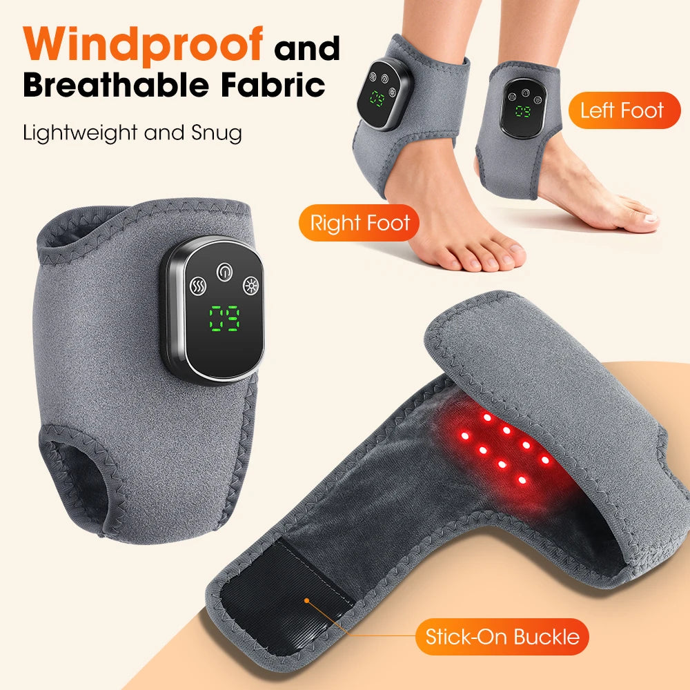 Hailicare Cordless Ankle Massager Wrap With Red Light Heat Vibration