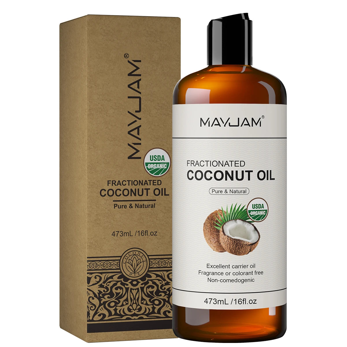 MAYJAM Pure Organic Castor Oil And Fractionated Coconut Oil For Skin And Hair