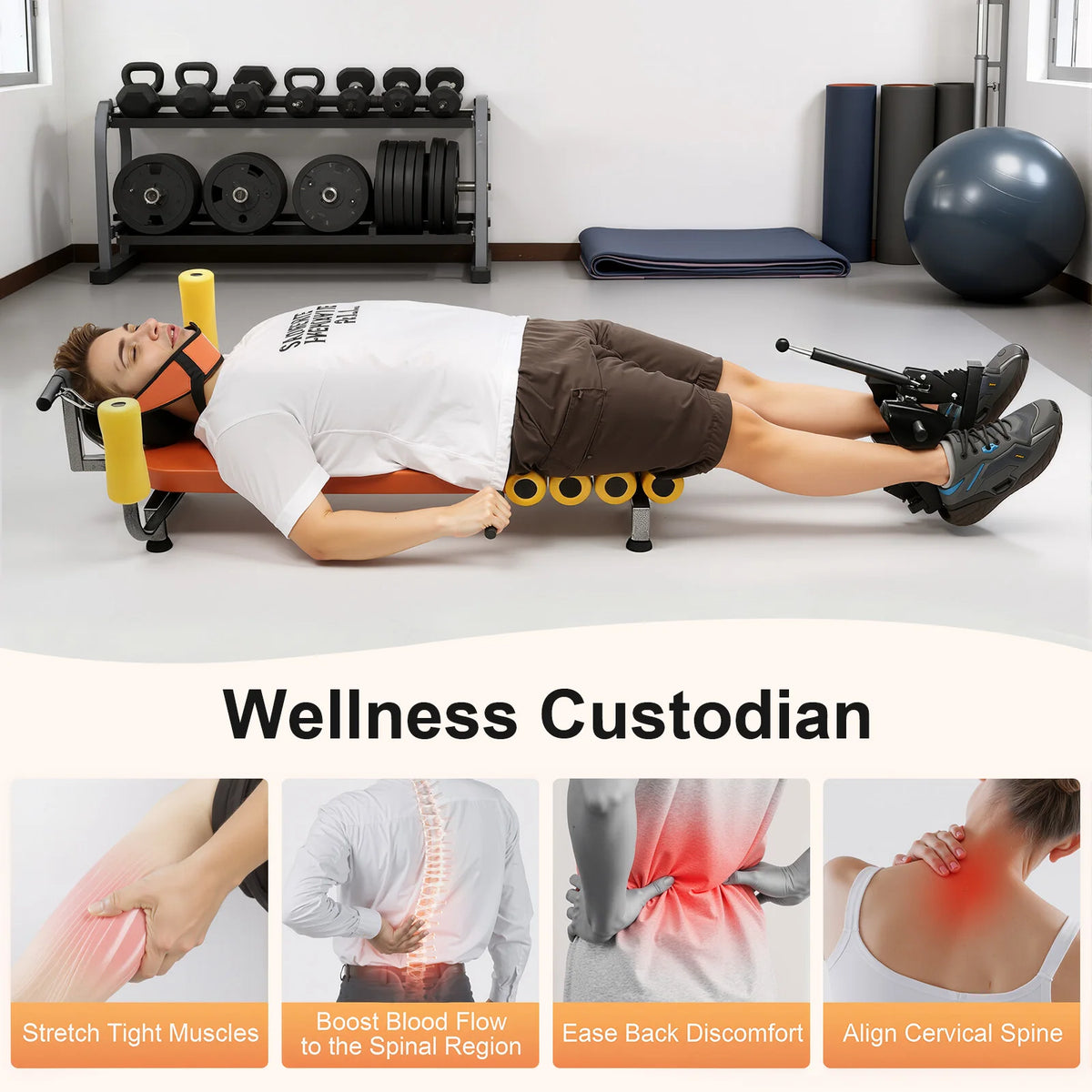 Adjustable Back Stretch Bench For Spinal Decompression And Neck Pain