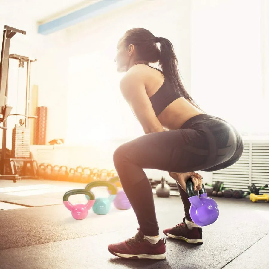 LISM Vinyl Coated Kettlebell Cast Iron With Flat Bottom
