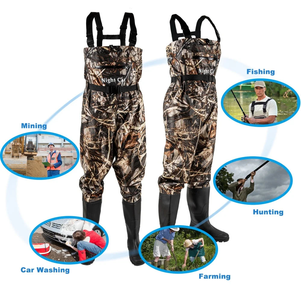 Night Cat Fishing Chest Waders Waterproof Unisex Bootfoot Belt