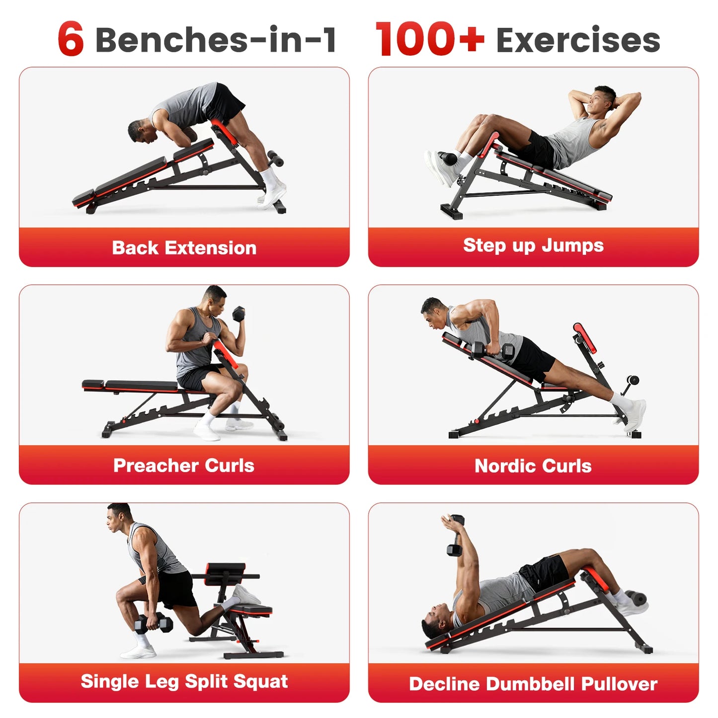 Adjustable Foldable Weight Bench With Roman Chair For Home Gym
