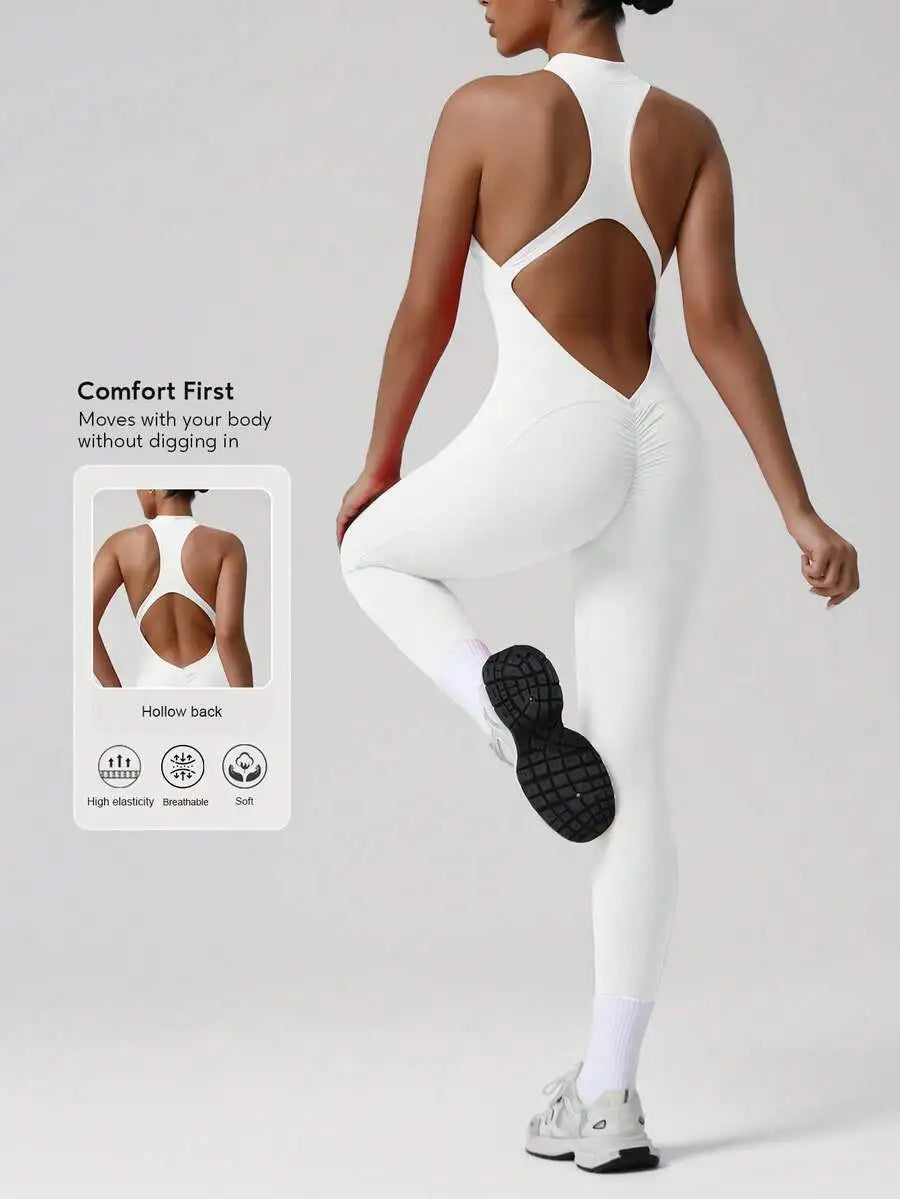 Womens Backless Fitness Jumpsuit Yoga Activewear Bodycon Workout Suit