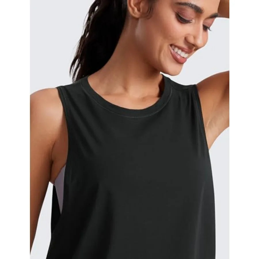 Bamboo Fiber Armhole Tank Top For Women Yoga Workout Crop