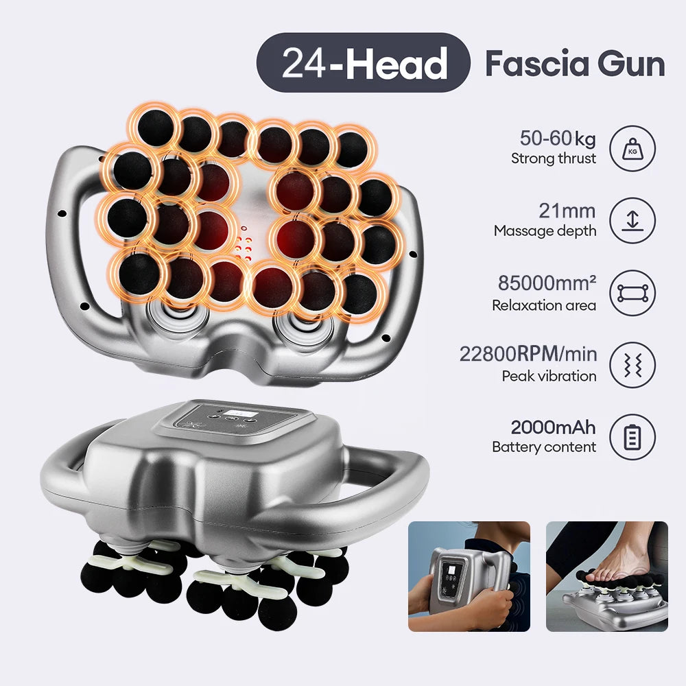 Foreverlily 24 Head Fascia Gun With 9 Modes Vibration Massage