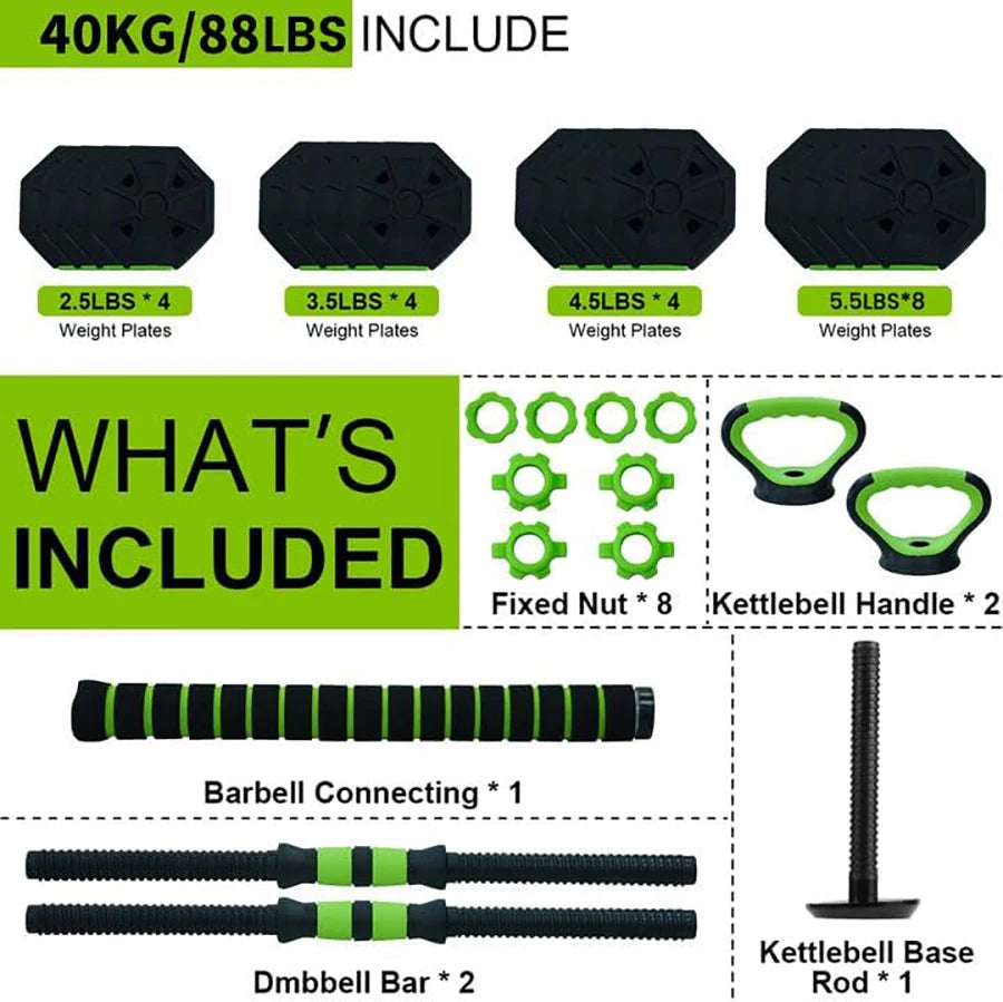 HiMISS 4 In 1 Adjustable Kettlebell And Dumbbell Set For Home Gym