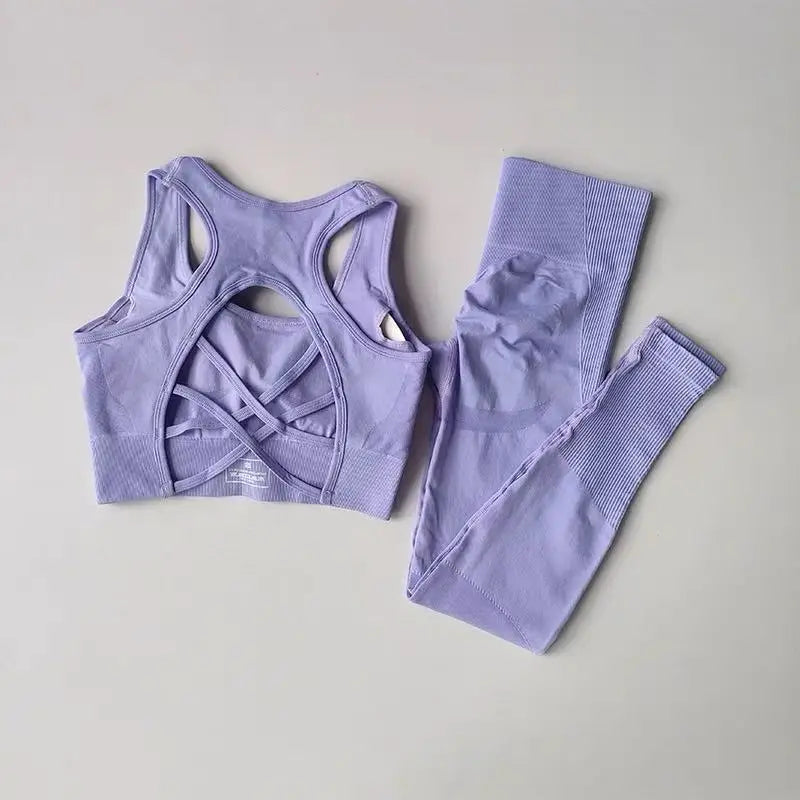 Women 2 Piece Yoga Sports Bra Leggings Set Breathable
