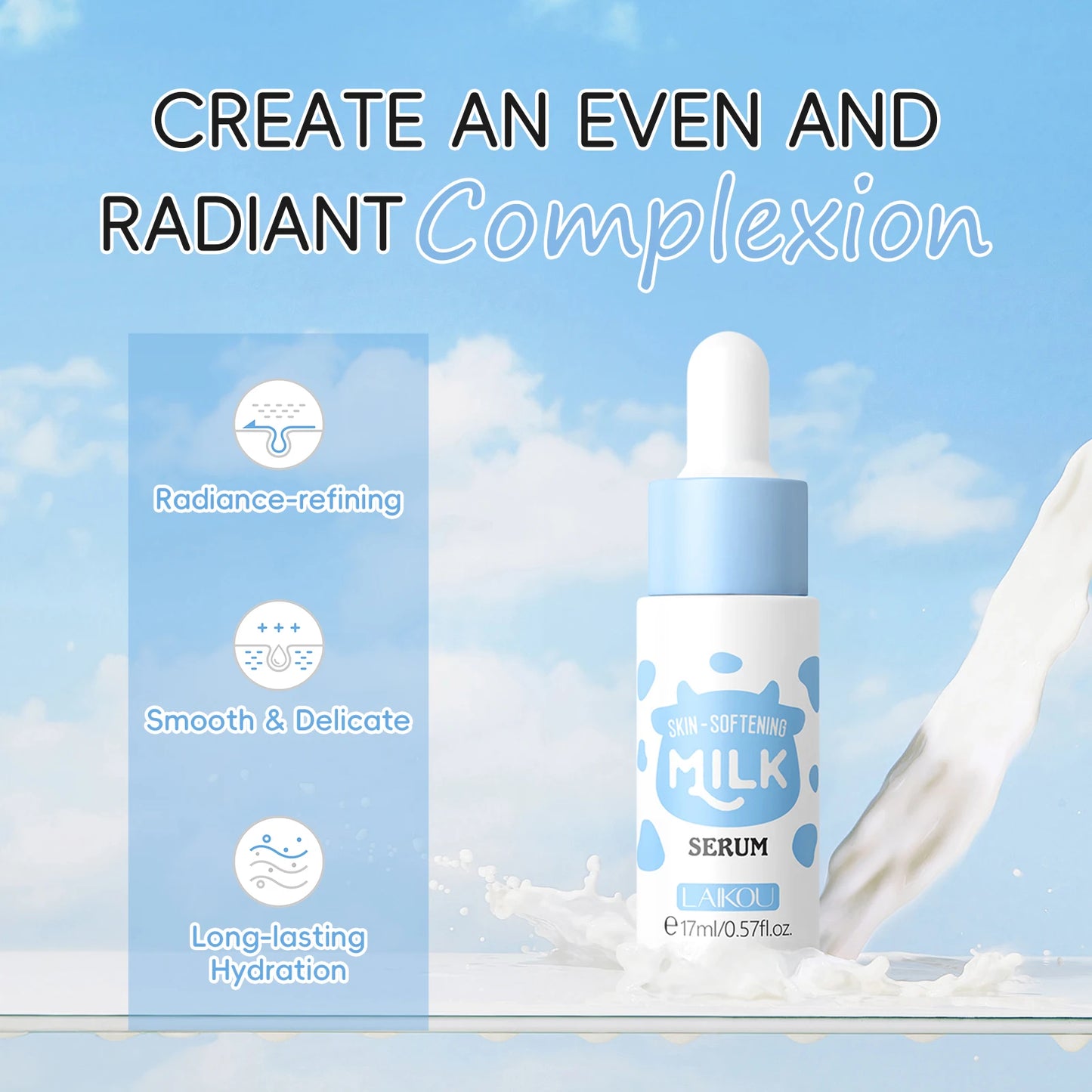 LAIKOU Milk Skincare Set Hydrating Serum Moisturizer Cleanser Kit