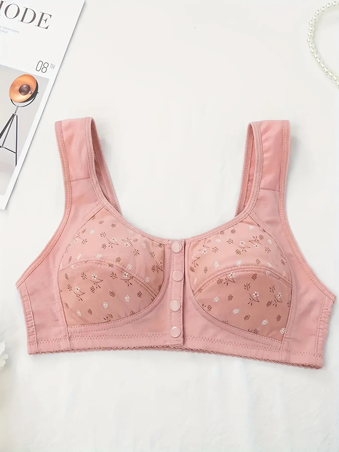 Floral Front Buckle Nursing Bra 7 Piece Set Breathable Support