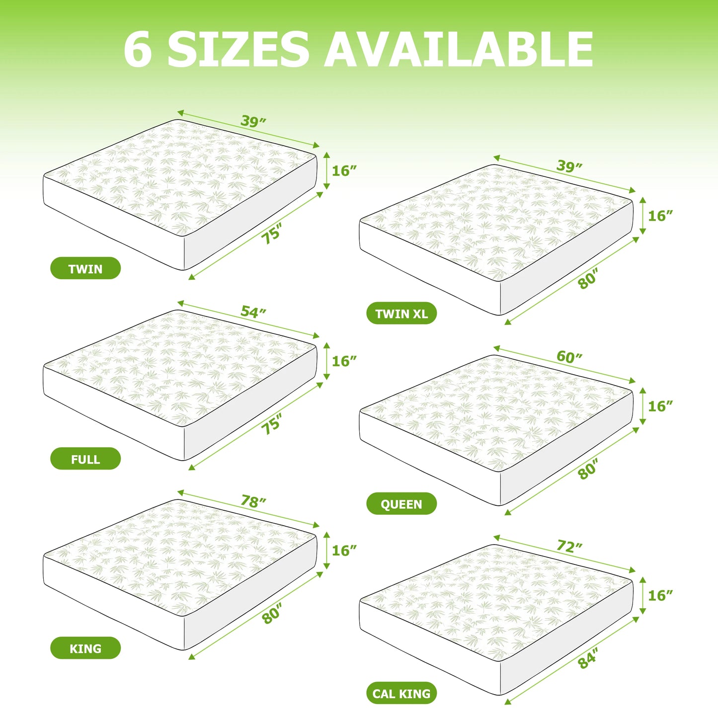LDC Lux Decor Collection Mattress Protector Bamboo Rayon Waterproof Fitted