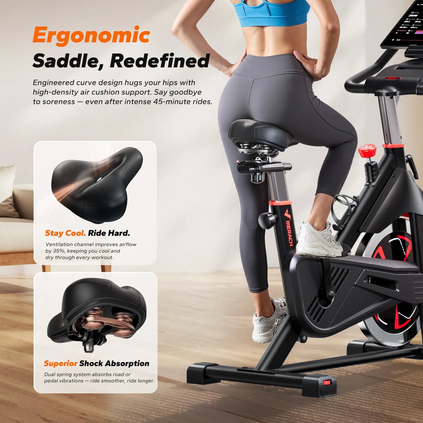 MERACH S38B2 Indoor Cycling Bike With Magnetic Resistance App 300 Lbs Capacity