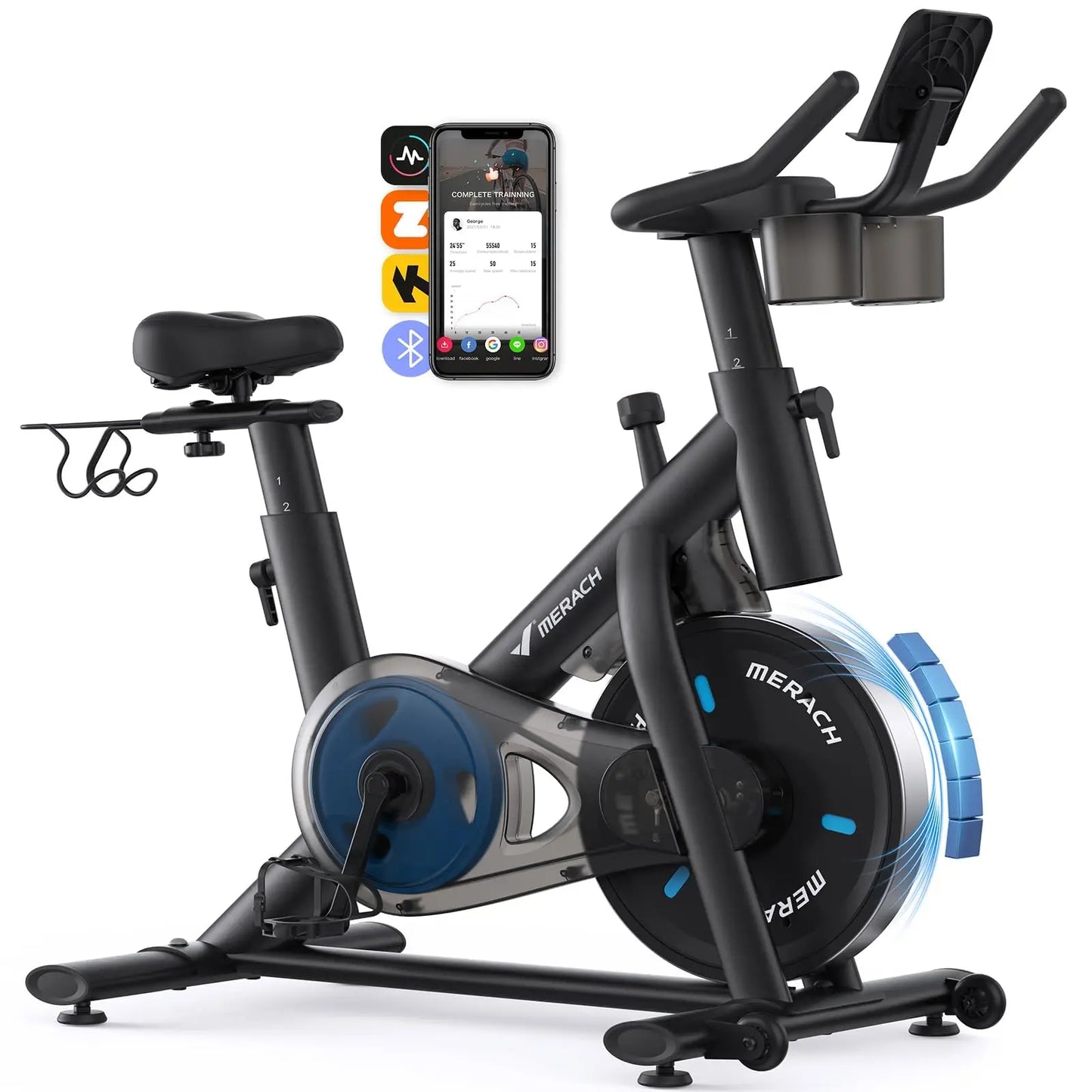 MERACH Magnetic Indoor Exercise Bike With Brake And App