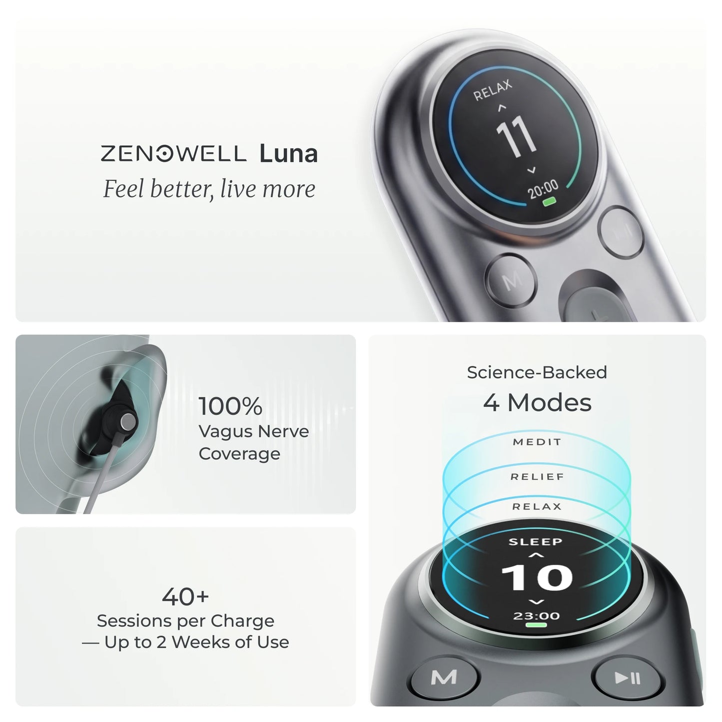 ZenoWell TaVNS Ear Vagus Nerve Stimulator For Sleep And Anxiety Relief