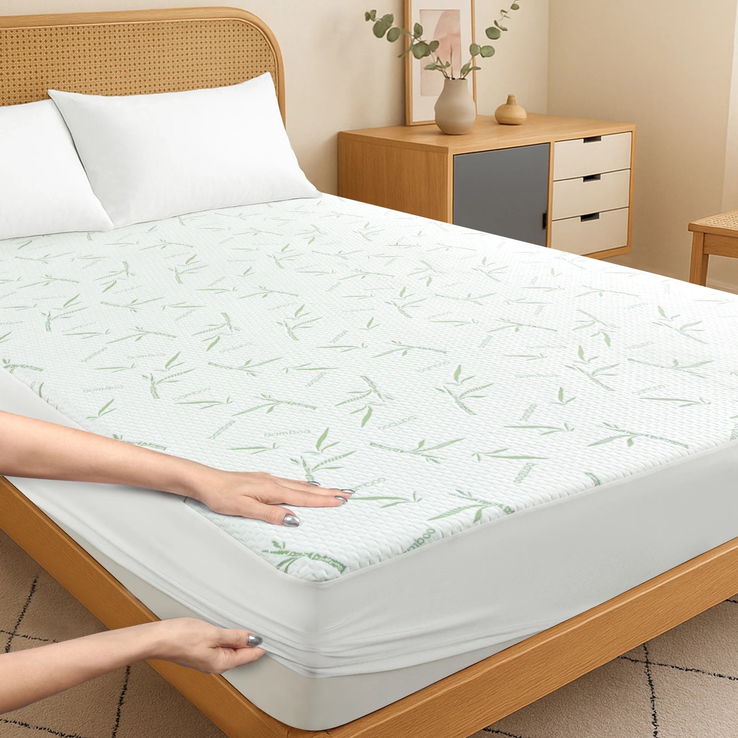 LDC Lux Decor Collection Mattress Protector Bamboo Rayon Waterproof Fitted