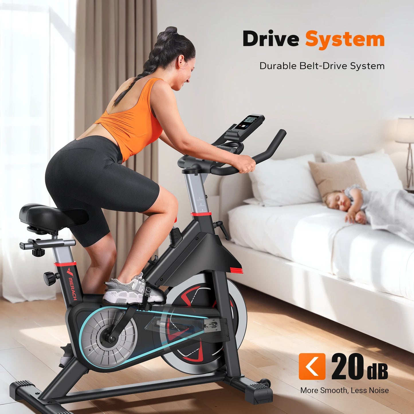 MERACH S38B2 Indoor Cycling Bike With Magnetic Resistance App 300 Lbs Capacity