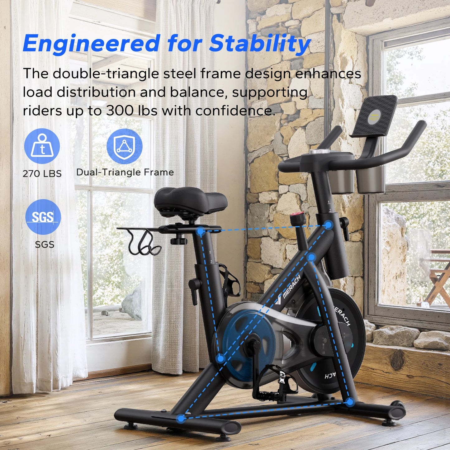 MERACH Magnetic Indoor Exercise Bike With Brake And App