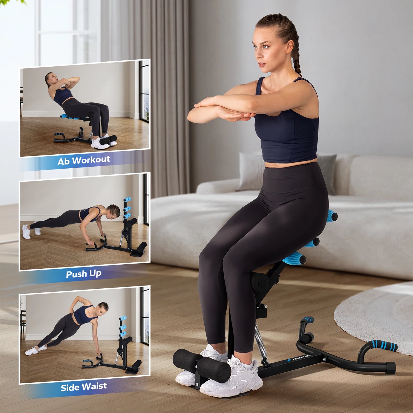 MERACH Deep Squat Machine Adjustable Glutes Trainer for Legs Core