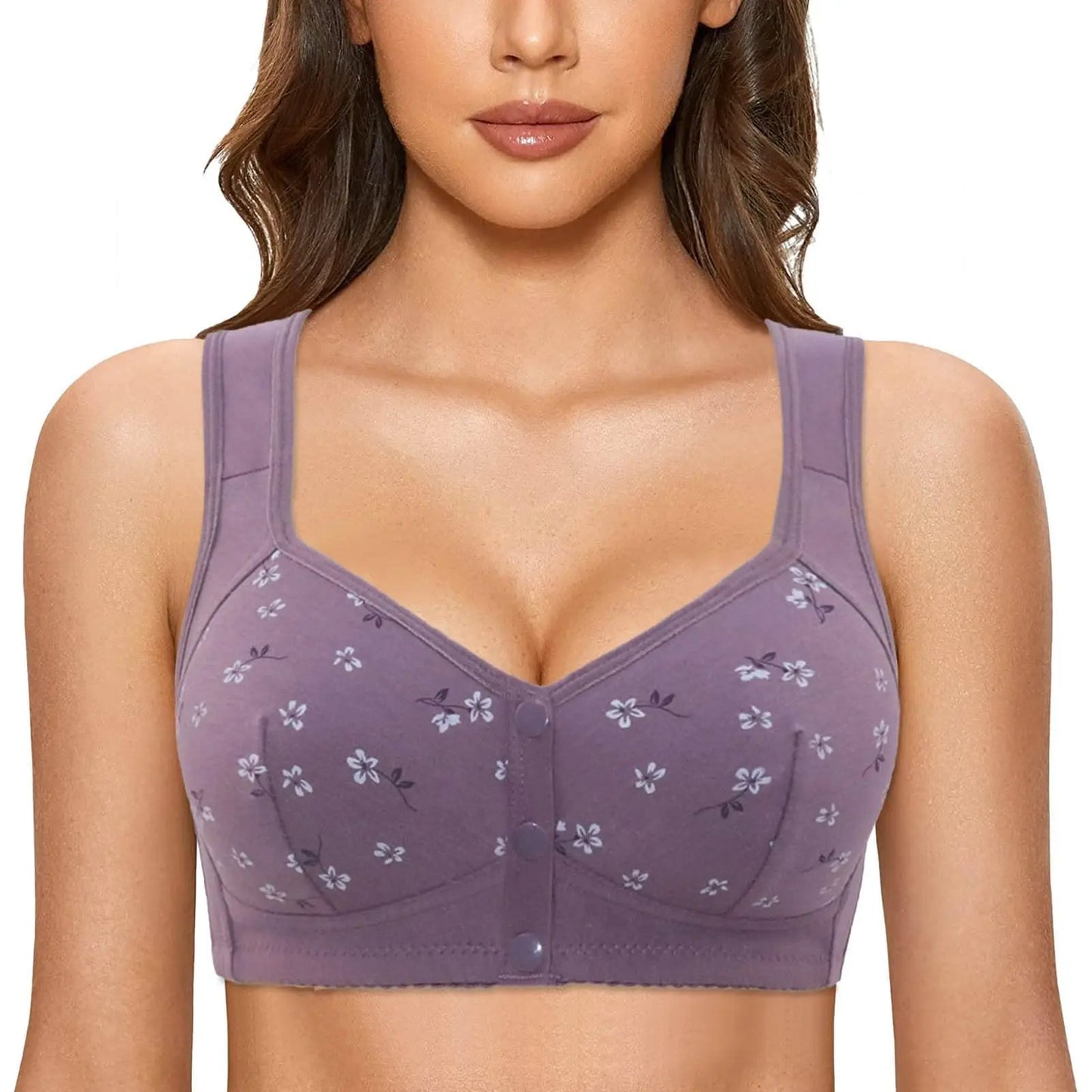 Floral Front Buckle Nursing Bra 7 Piece Set Breathable Support