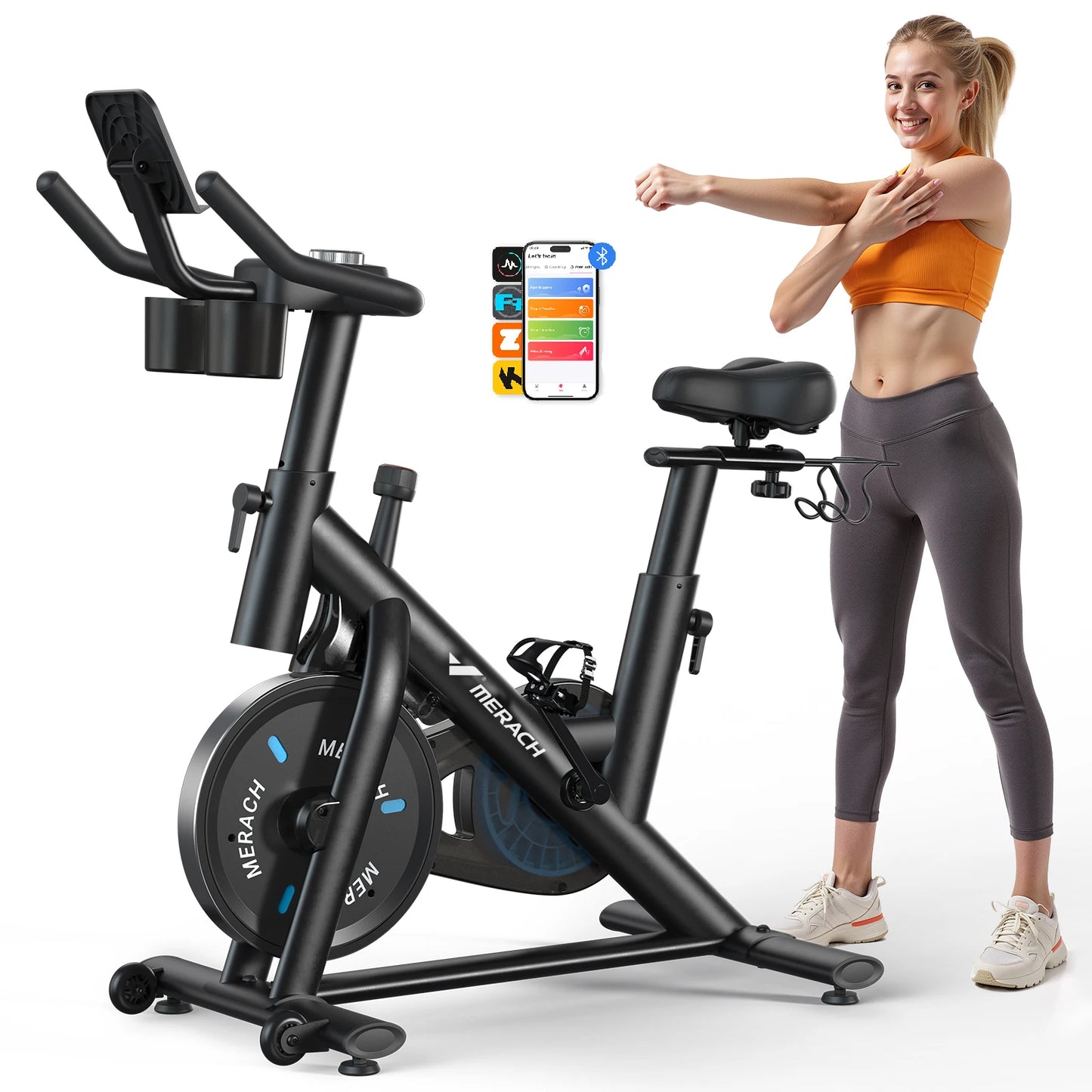 MERACH Magnetic Indoor Exercise Bike With Brake And App