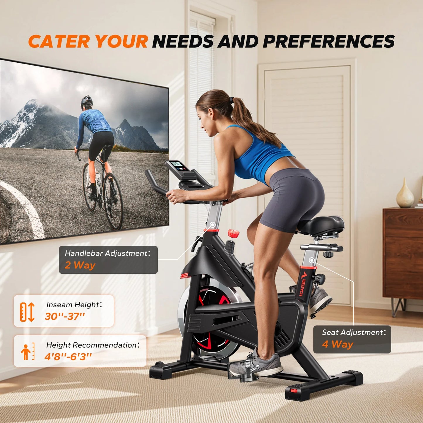 MERACH S38B2 Indoor Cycling Bike With Magnetic Resistance App 300 Lbs Capacity