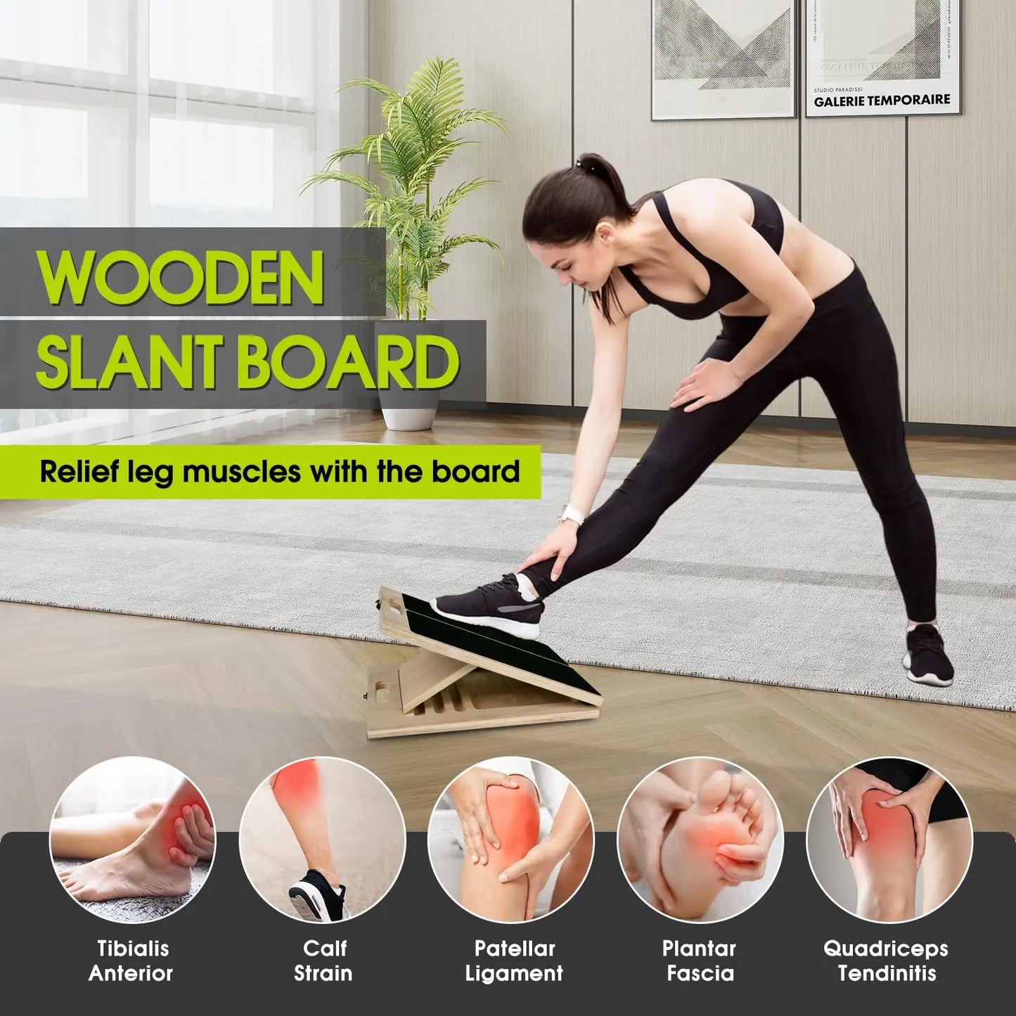 Adjustable Wooden Balance Board Calf Stretcher Anti Slip Wobble Board