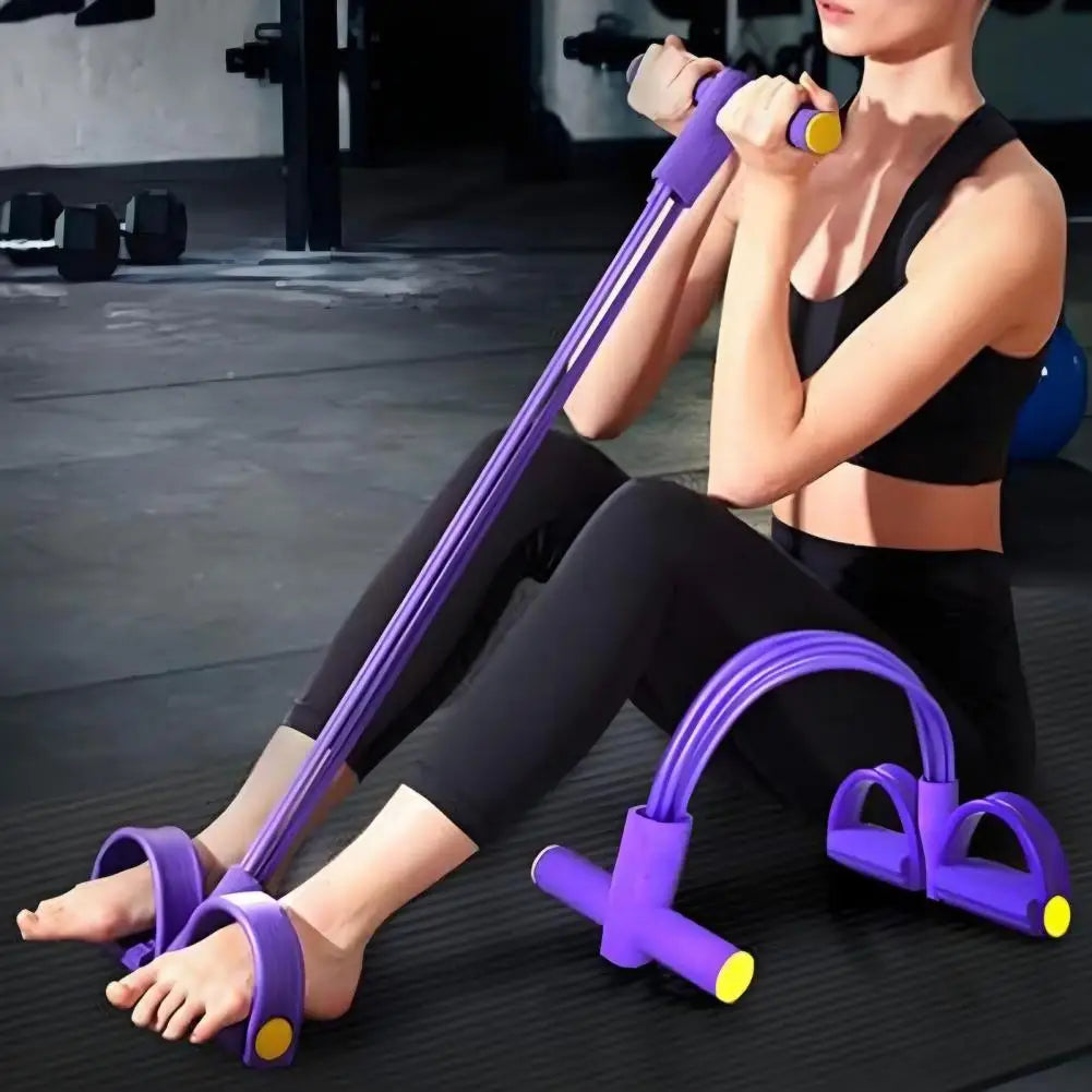 Six Tube Sit Up Pedal Resistance Band With Handle For Workouts