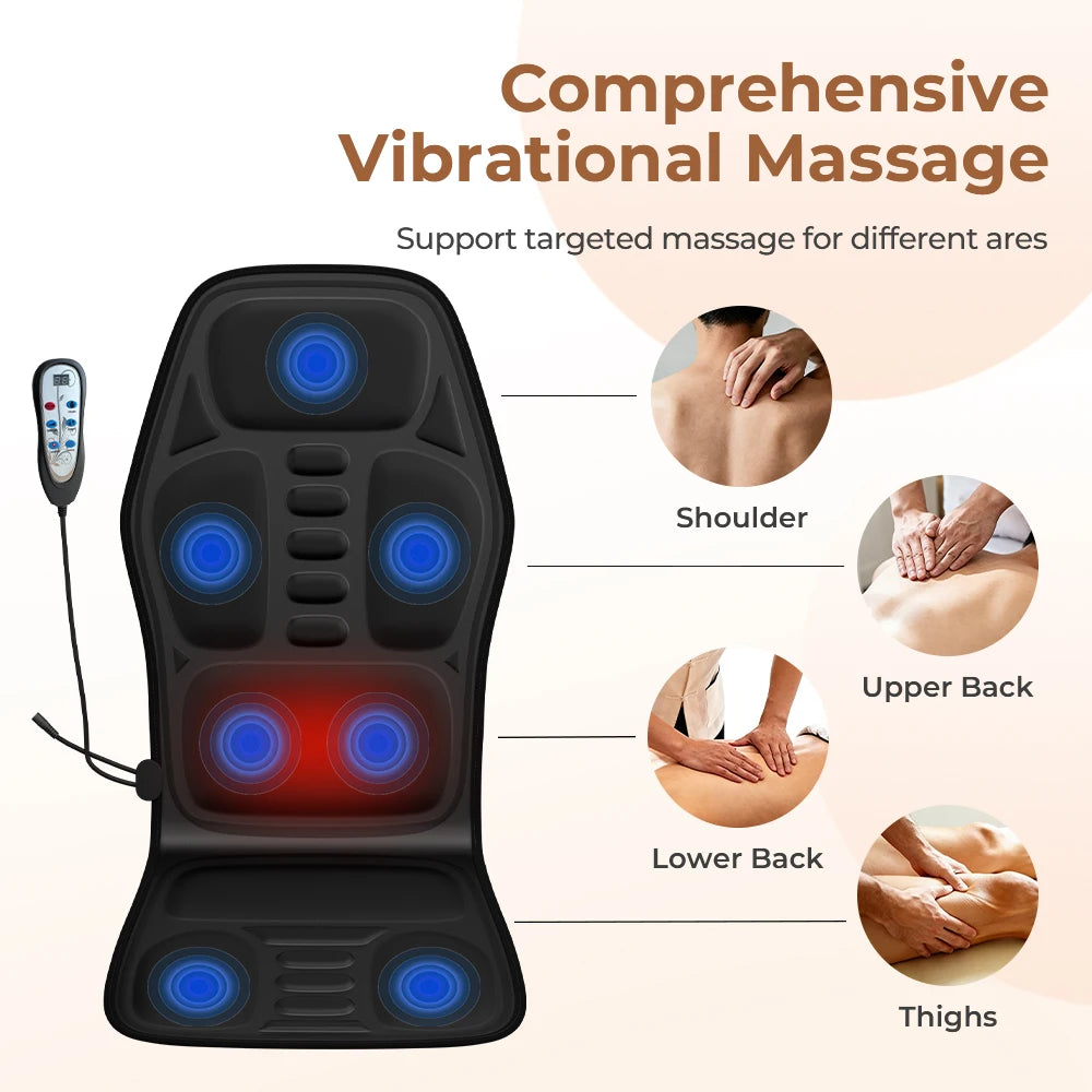 HIMOUTA Back Massager With Heat Chair Pad For Shoulder And Back Relief