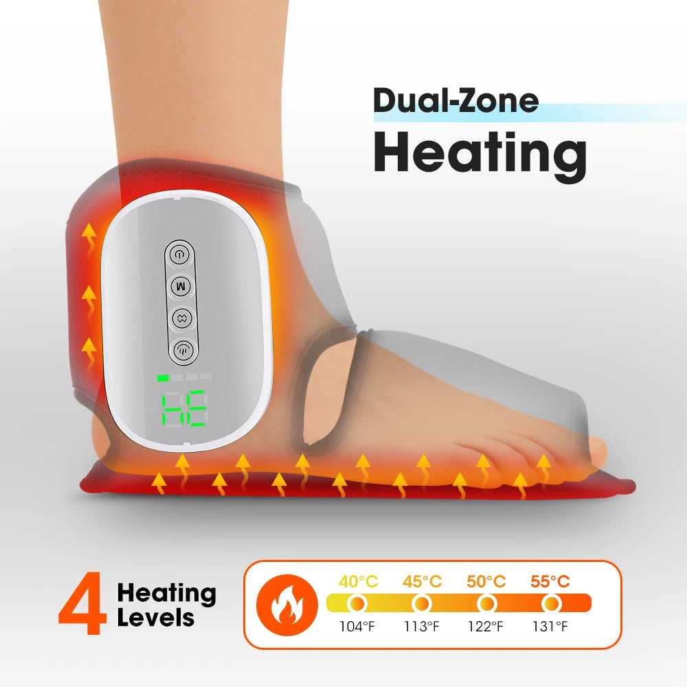 Hailicare Heated Ankle Foot Massager Air Compression 4 Intensity Levels