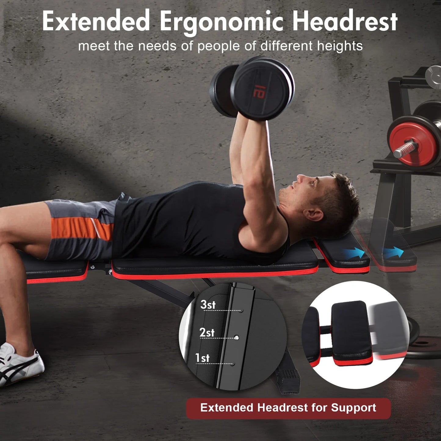 Adjustable Foldable Incline Decline Weight Bench For Home Gym