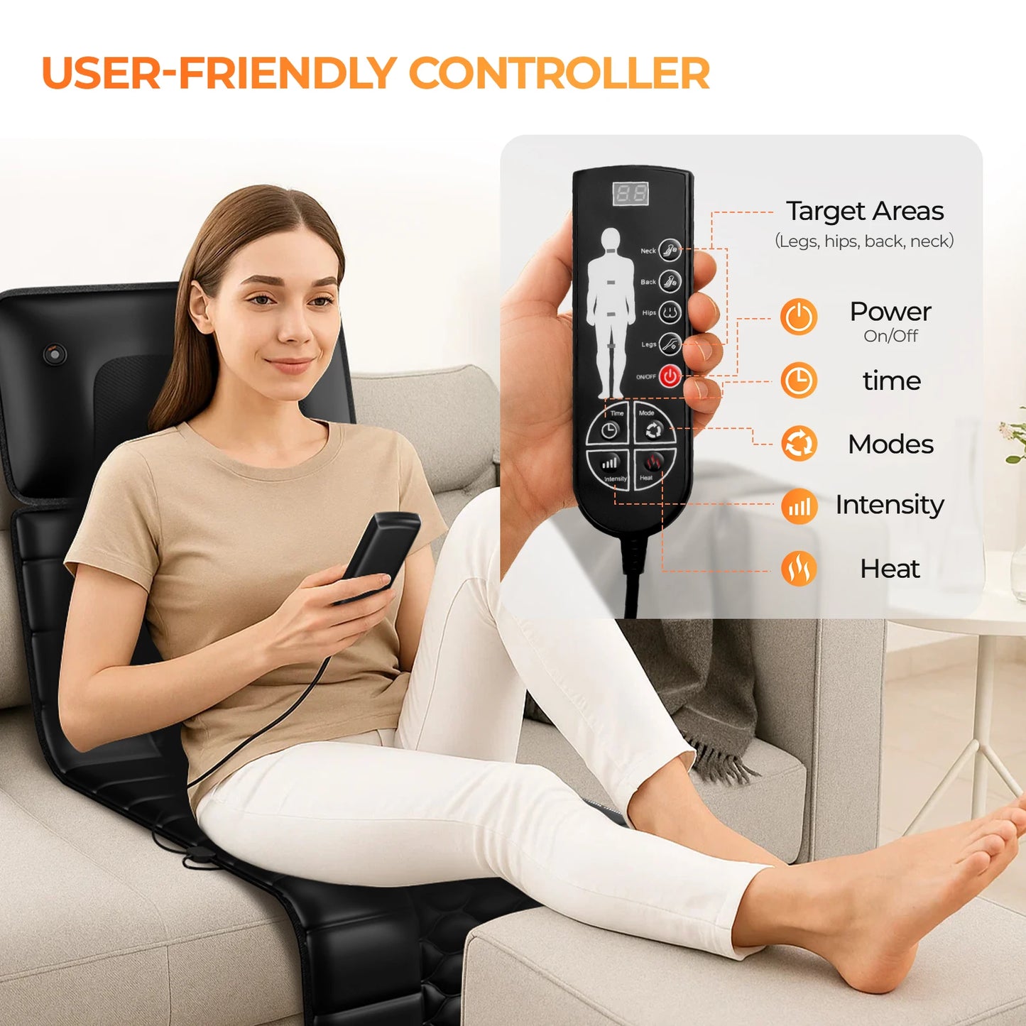 HIMOUTA Shiatsu Full Body Massage Mat With Heat And Vibration