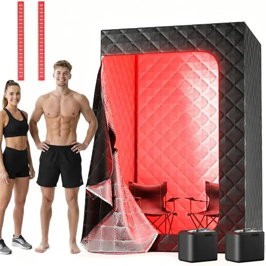 Two Person Portable Steam Sauna With Red Light Therapy Panels
