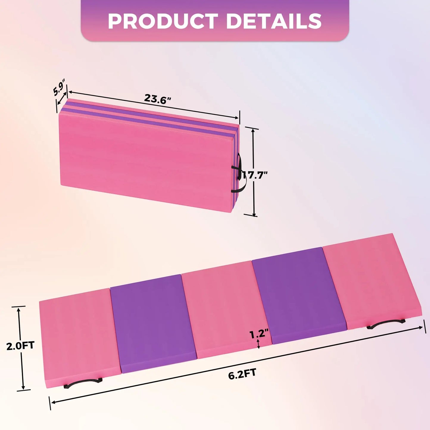 HiMISS Gymnastics Mat Foldable for Home Yoga Pilates Training