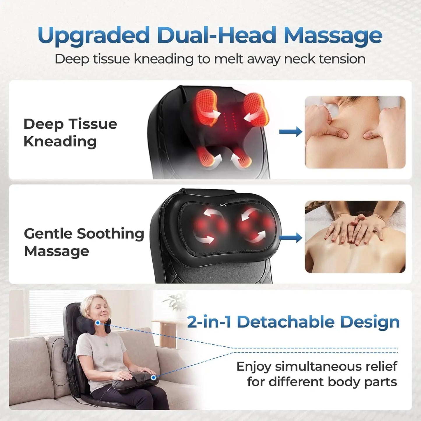 HIMOUTA 4D Shiatsu Neck and Back Massage Cushion With Heat