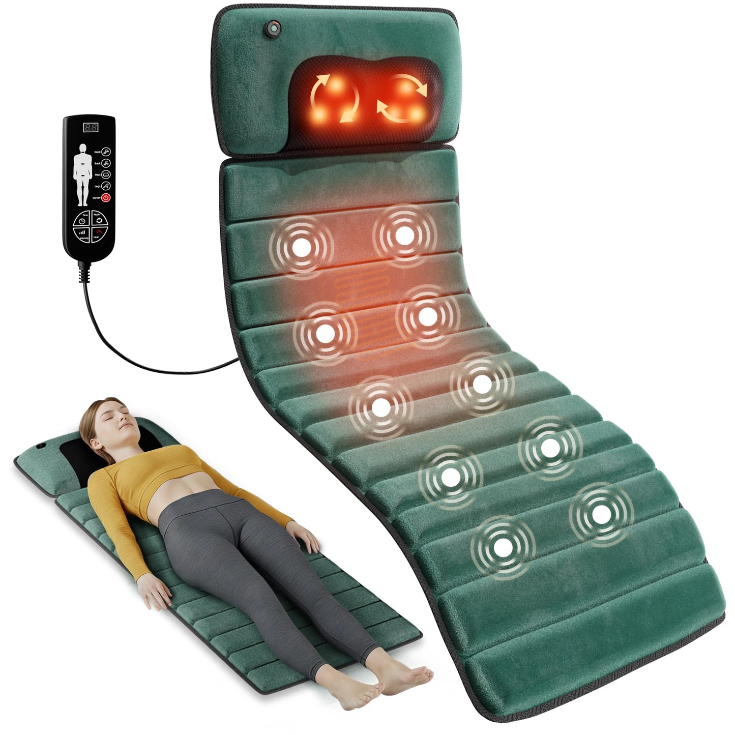 HOMEMASSA Full Body Massage Mat With Heat Detachable Pad