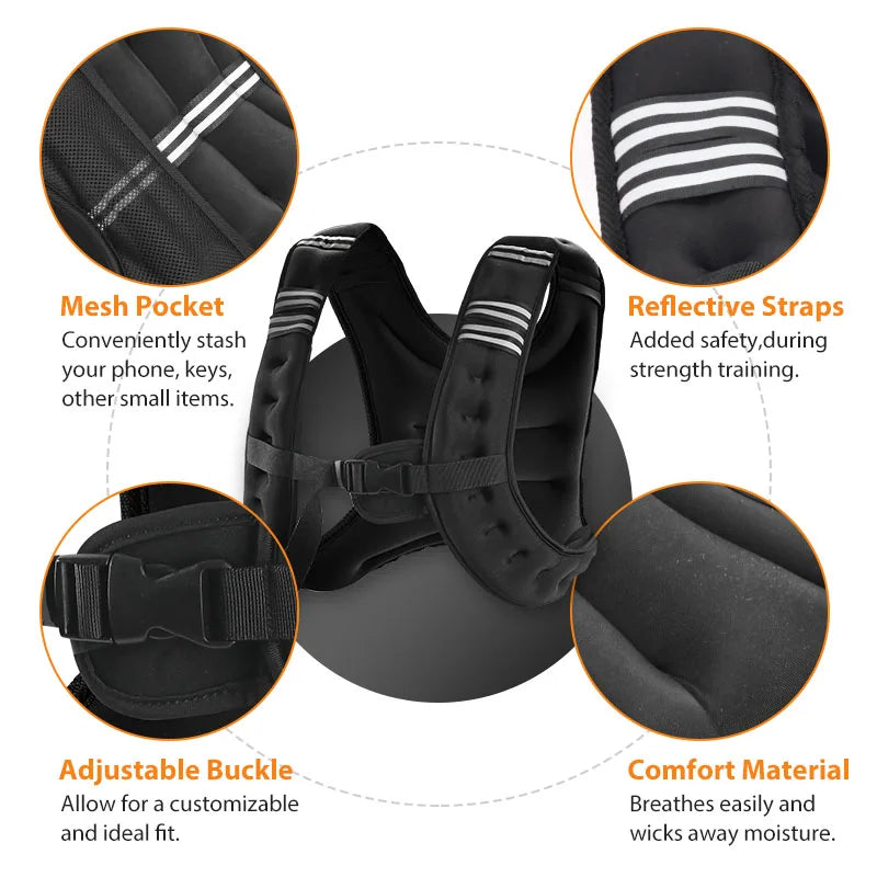 Weight Vest With Reflective Stripe For Workout And Running
