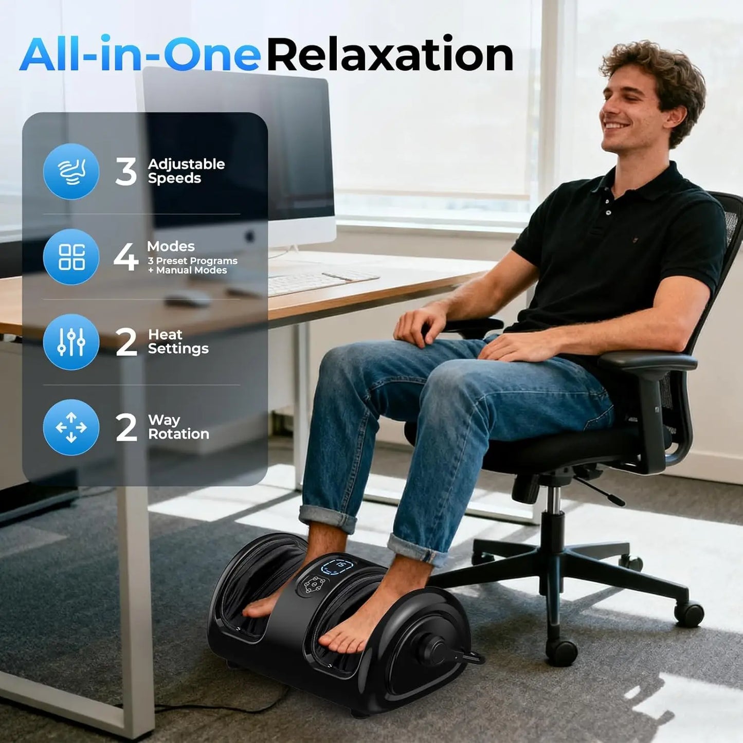 HTM Electric Foot And Calf Massager With Shiatsu Heat