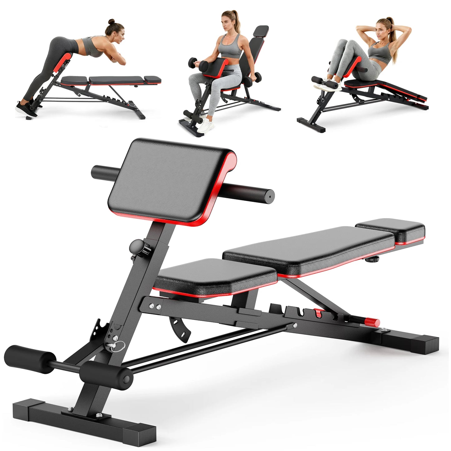 Adjustable Foldable Weight Bench With Roman Chair For Home Gym