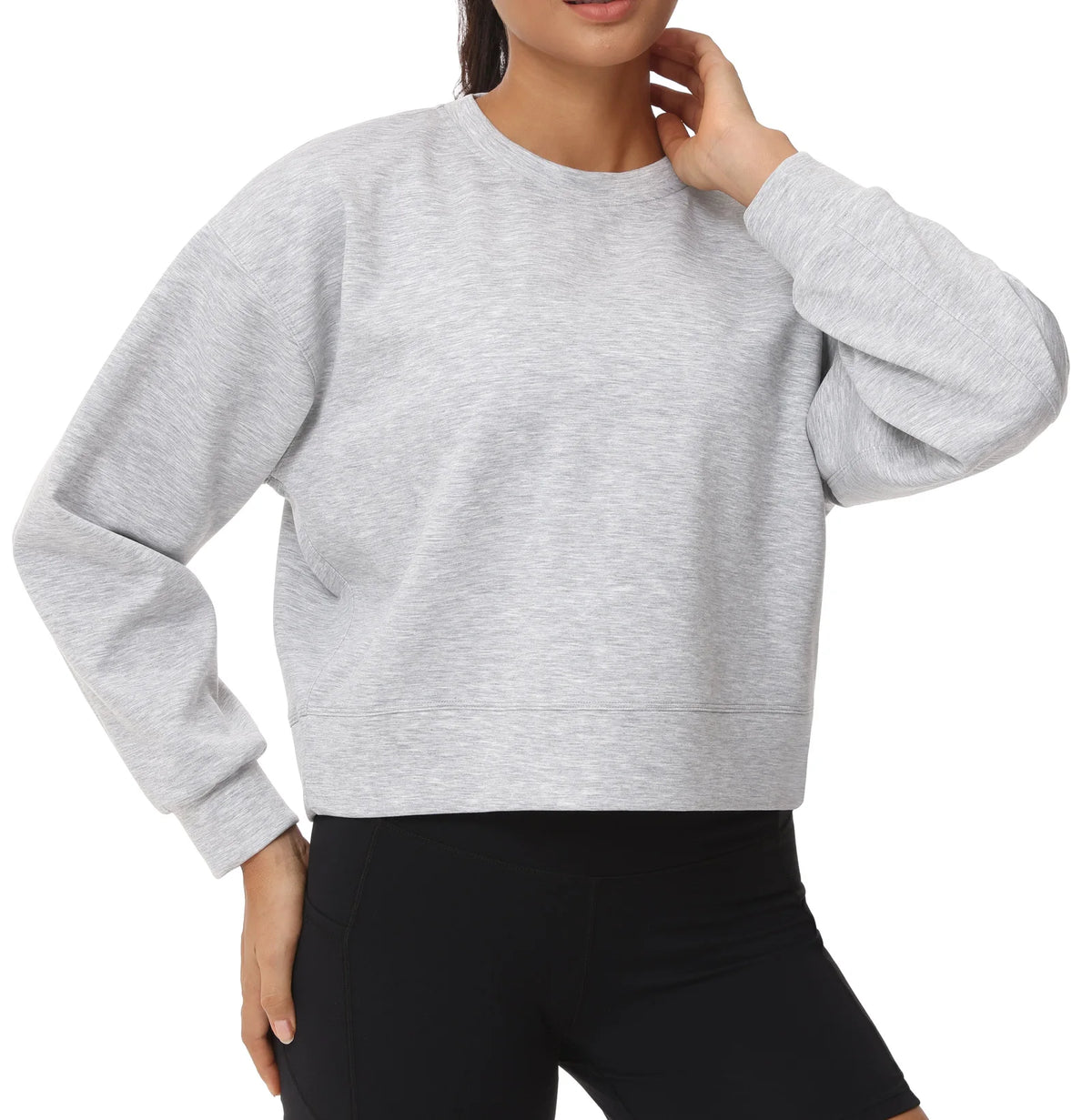 THE GYM PEOPLE Womens Cropped Crewneck Pullover Sweatshirt