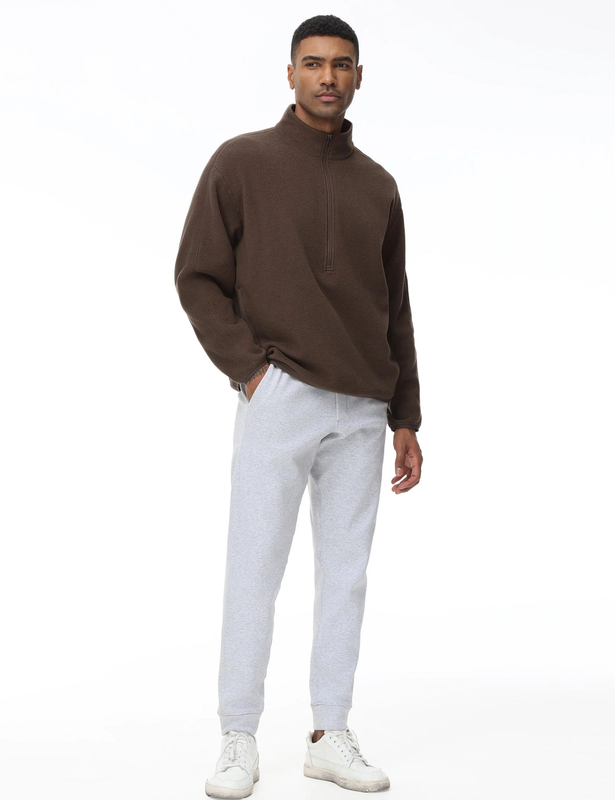 THE GYM PEOPLE Men's Half Zip Sherpa Fleece Pullover Sweatshirt