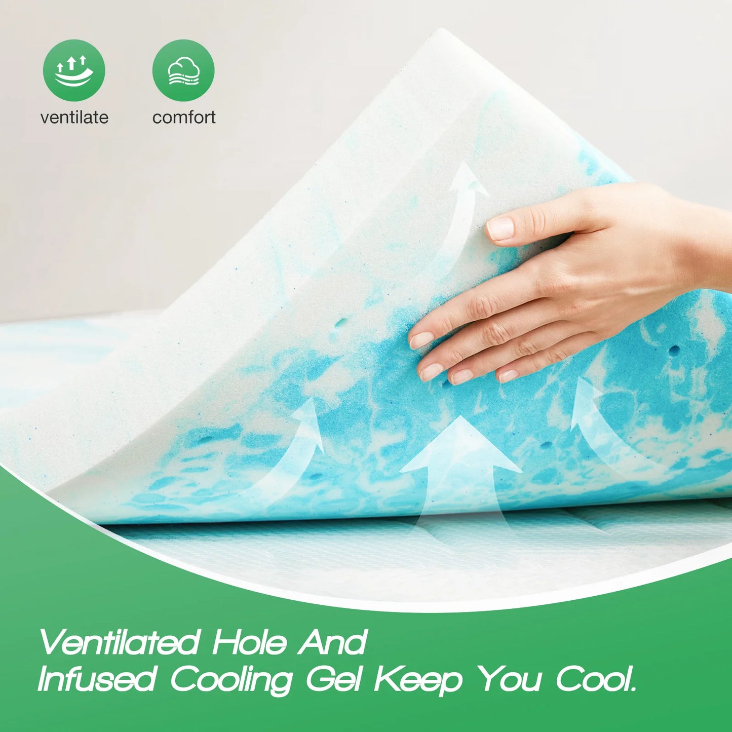 Memory Foam Mattress Topper Gel Cooling for Bed Bedroom Furniture