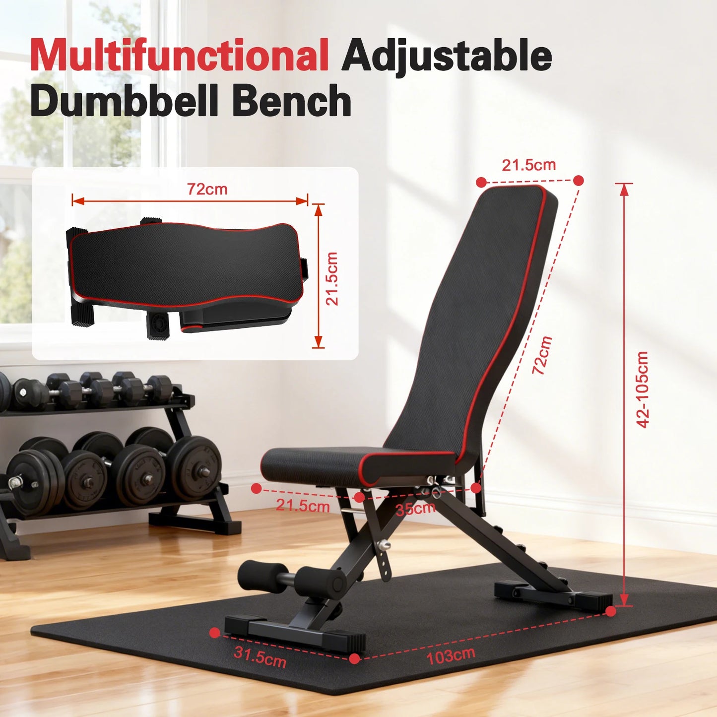 Multifunctional Adjustable Dumbbell Bench Foldable 660 Lbs Capacity for Home Gym