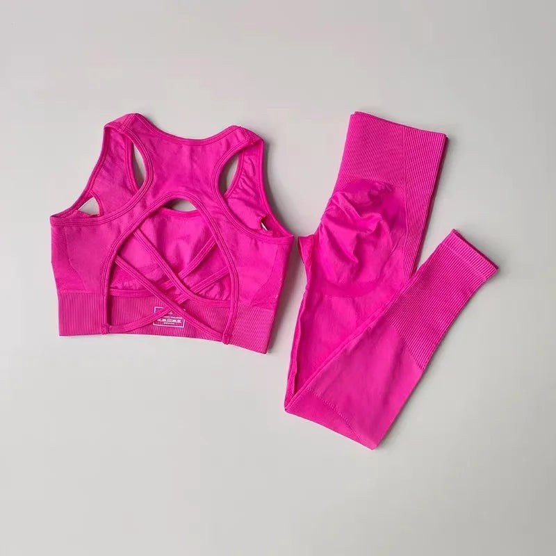 Women 2 Piece Yoga Sports Bra Leggings Set Breathable