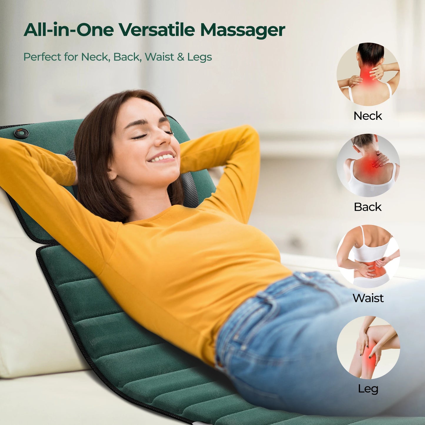HOMEMASSA Full Body Massage Mat With Heat Detachable Pad