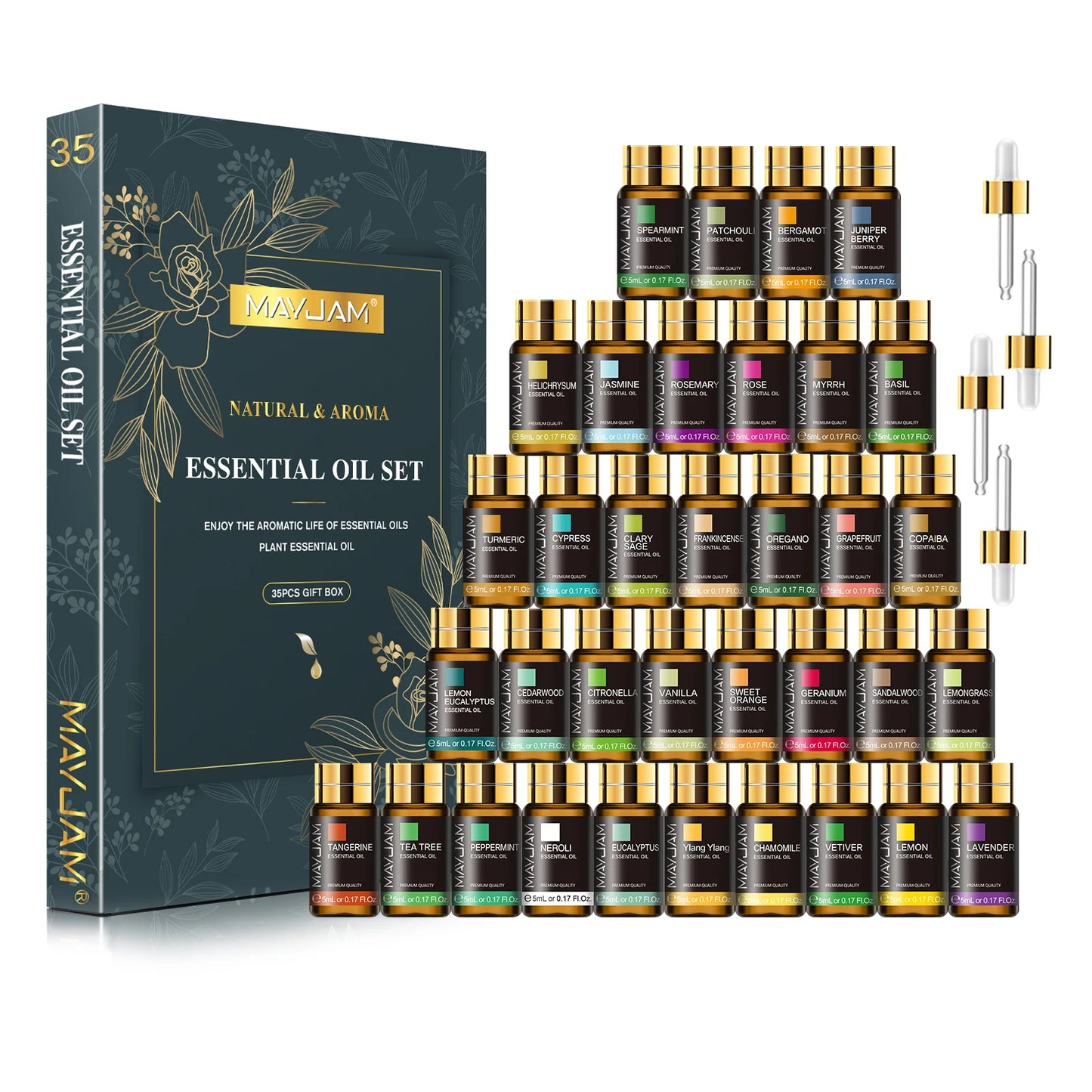MAYJAM 35 Essential Oils Kit Gift Box Lavender Jasmine Vanilla