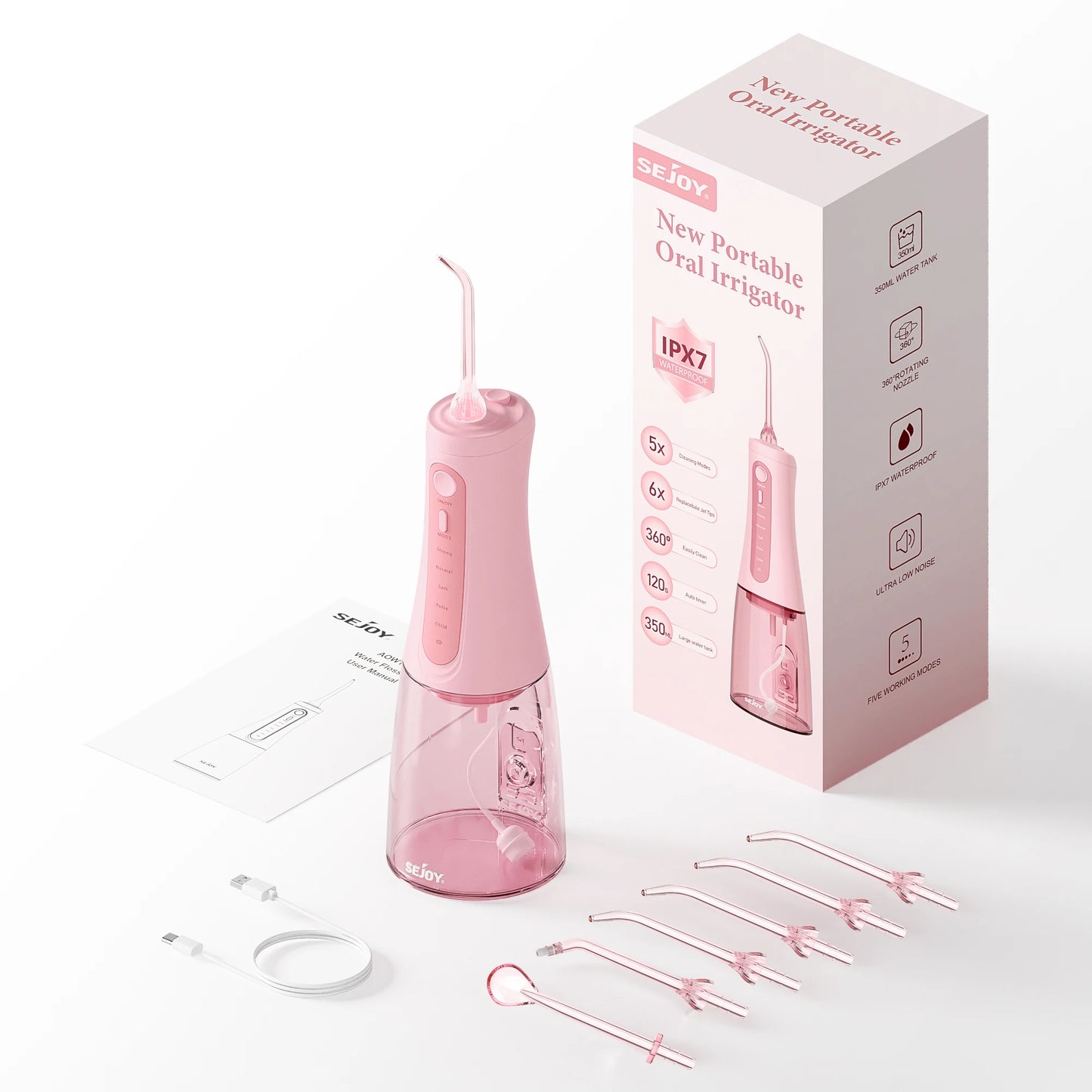 SEJOY Portable Electric Dental Water Flosser Irrigator For Home Travel