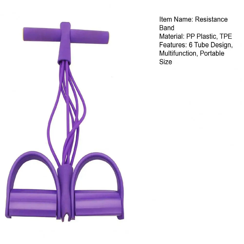 Six Tube Sit Up Pedal Resistance Band With Handle For Workouts