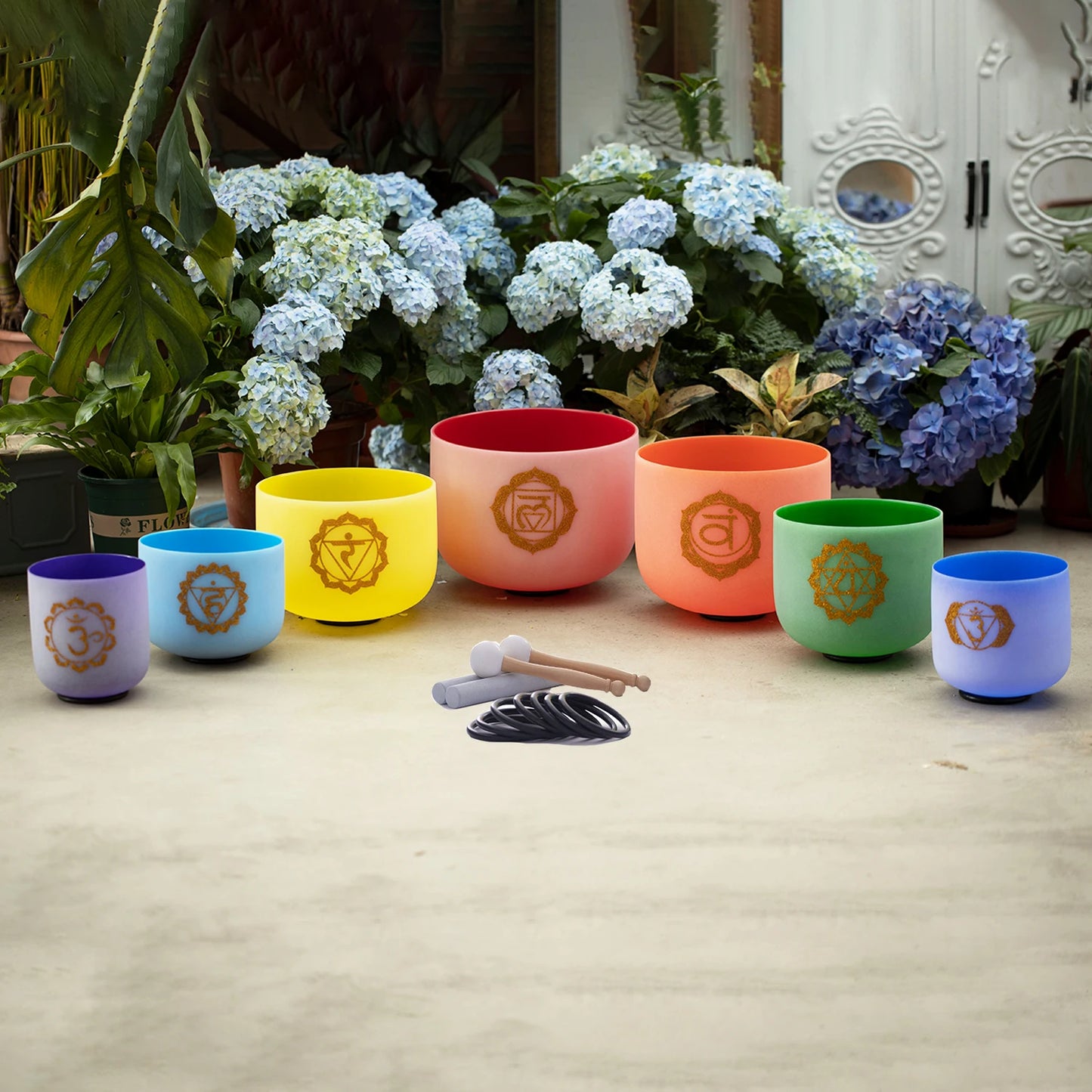 Hye-eun Drum Pad Quartz Crystal Singing Bowl Chakra Set