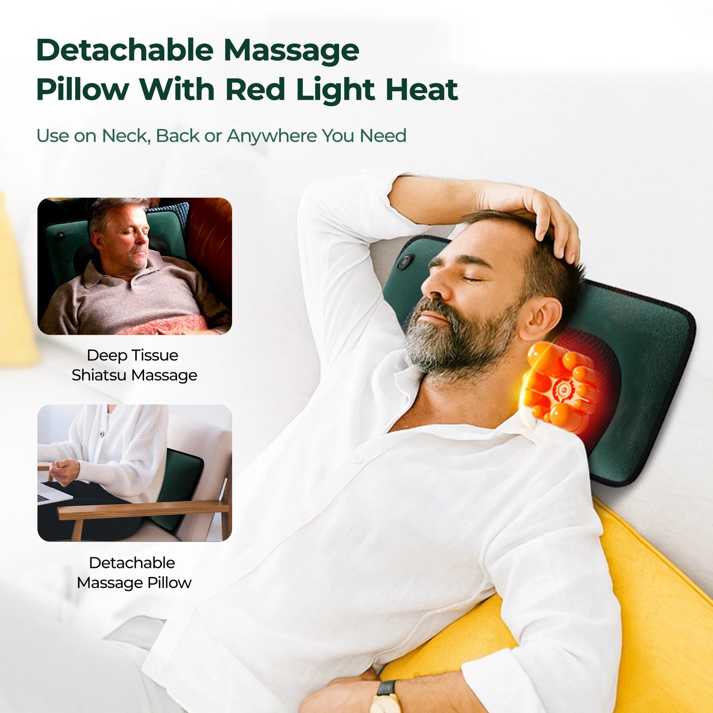 HOMEMASSA Full Body Massage Mat With Heat Detachable Pad