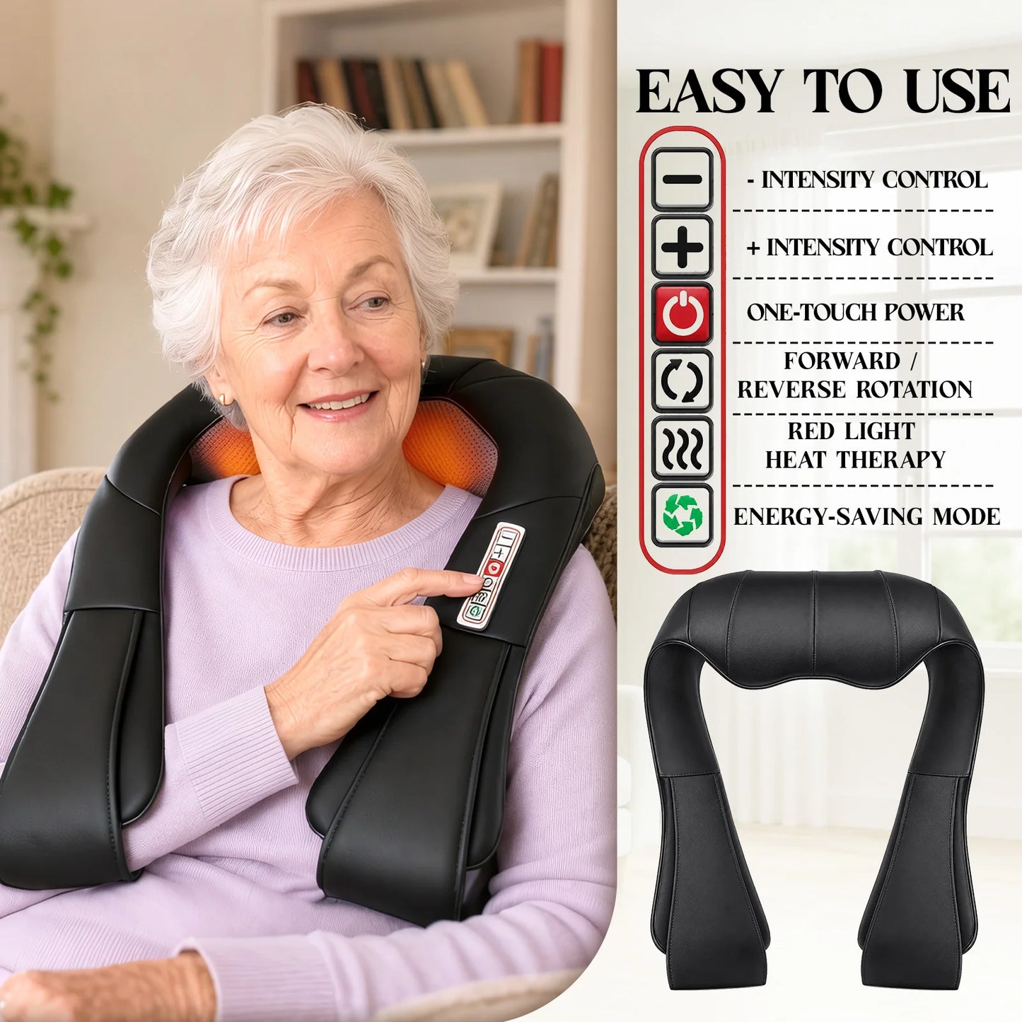 Electric Shiatsu Neck And Shoulder Massager With Heat For Pain Relief