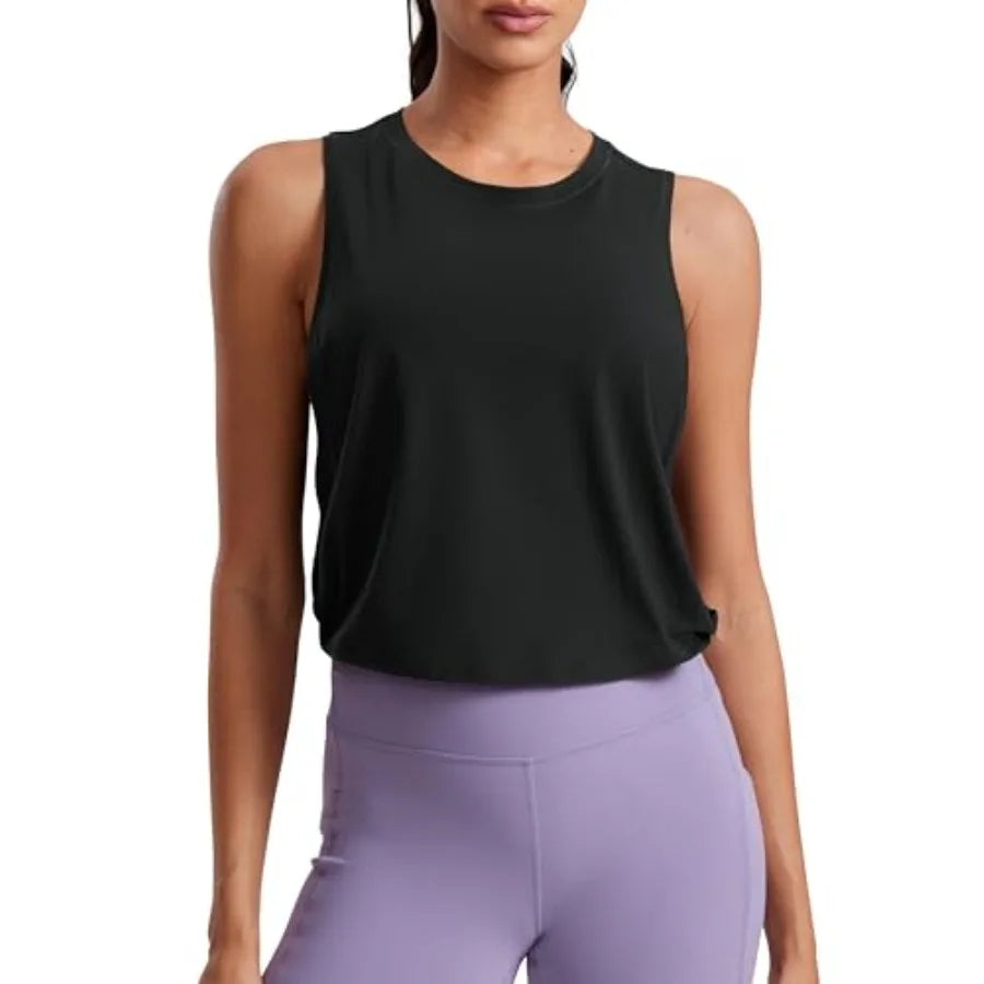 Bamboo Fiber Armhole Tank Top For Women Yoga Workout Crop